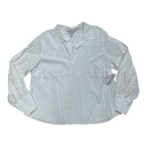 Nine West White Eyelet Sleeves Blouse NWT - Size XXL